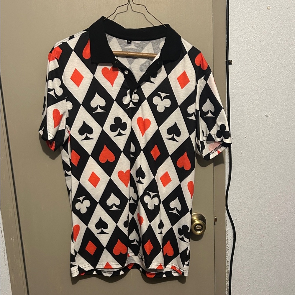 Unk Men's Black and White Polo with Red Accents